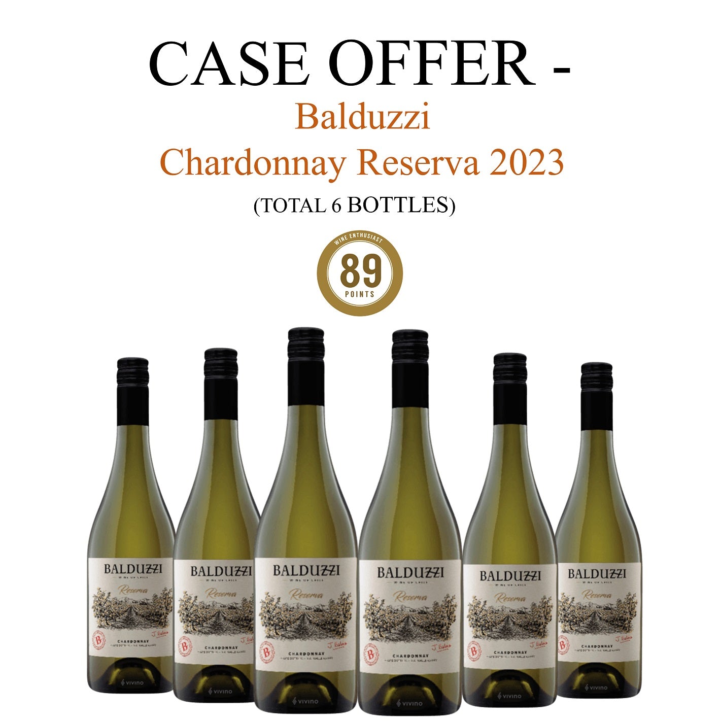 Case Offer - Balduzzi Chardonnay Reserva 2023 (6 bottles)